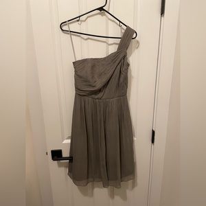 J Crew Grey Chiffon One Shoulder Mini Dress - 4